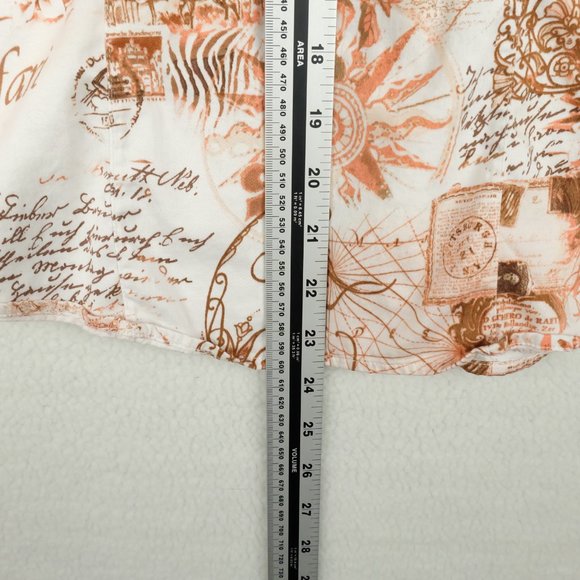 Chicos Womens Button Up Shirt 0 White Red Short Sleeve Travel All Over Print - Picture 7 of 9